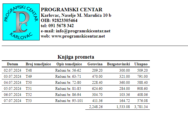 Ispis knjige prometa