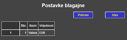 Blagajna - Postavke blagajne