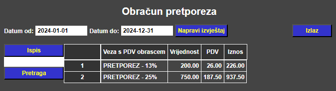 Kupci i dobavljači - Obračun pretporeza