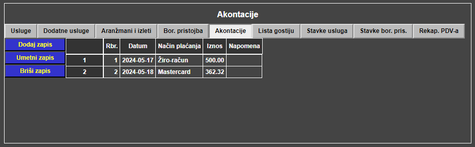 Računi turizam - Račun - Akontacije