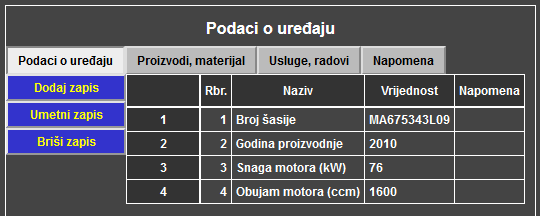 Servis - Radni nalog - Podaci o uređaju